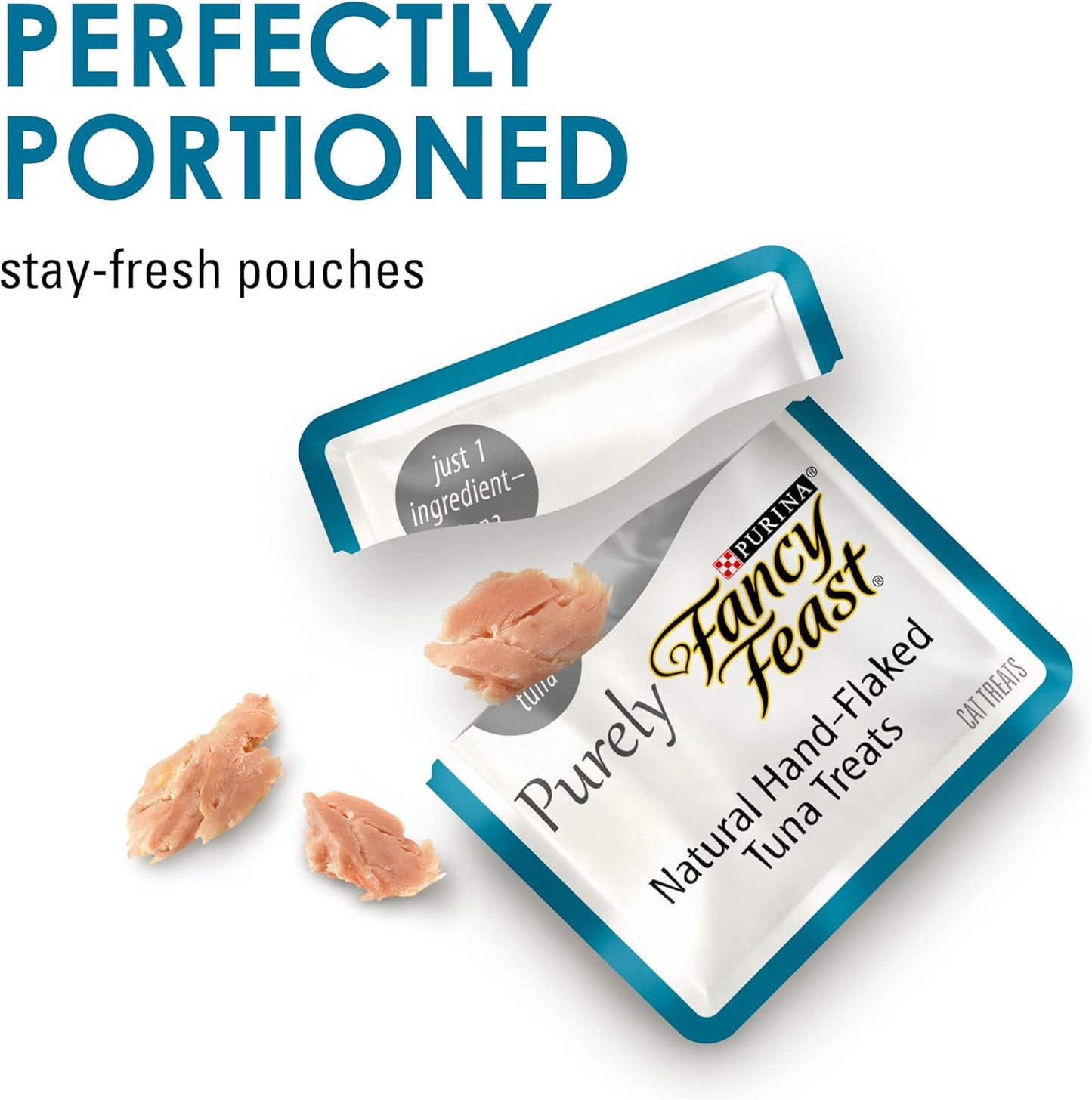 Purina Fancy Feast Natural Cat Treats, Purely Natural Hand-Flaked Tuna - (Pack of 5) 10 ct. Pouches