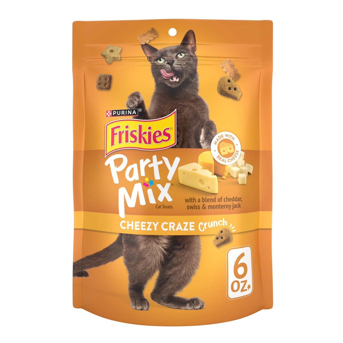 Purina Friskies Cat Treats, Party Mix Seafood Lovers Crunch - (Pack of 6) 6 oz. Pouches