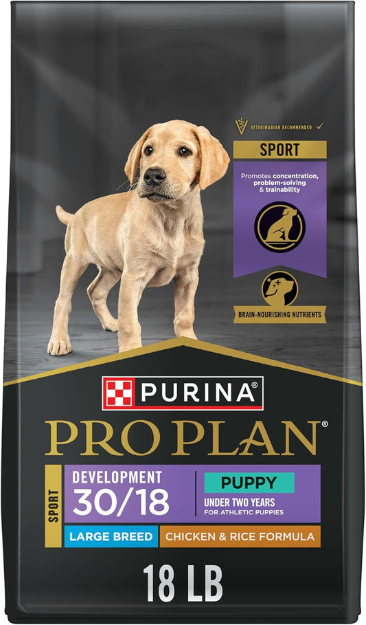 Purina Pro Plan Sport Development Large Breed 30/18 Chicken and Rice High Protein Dog Food Puppy Formula - 18 lb. Bag