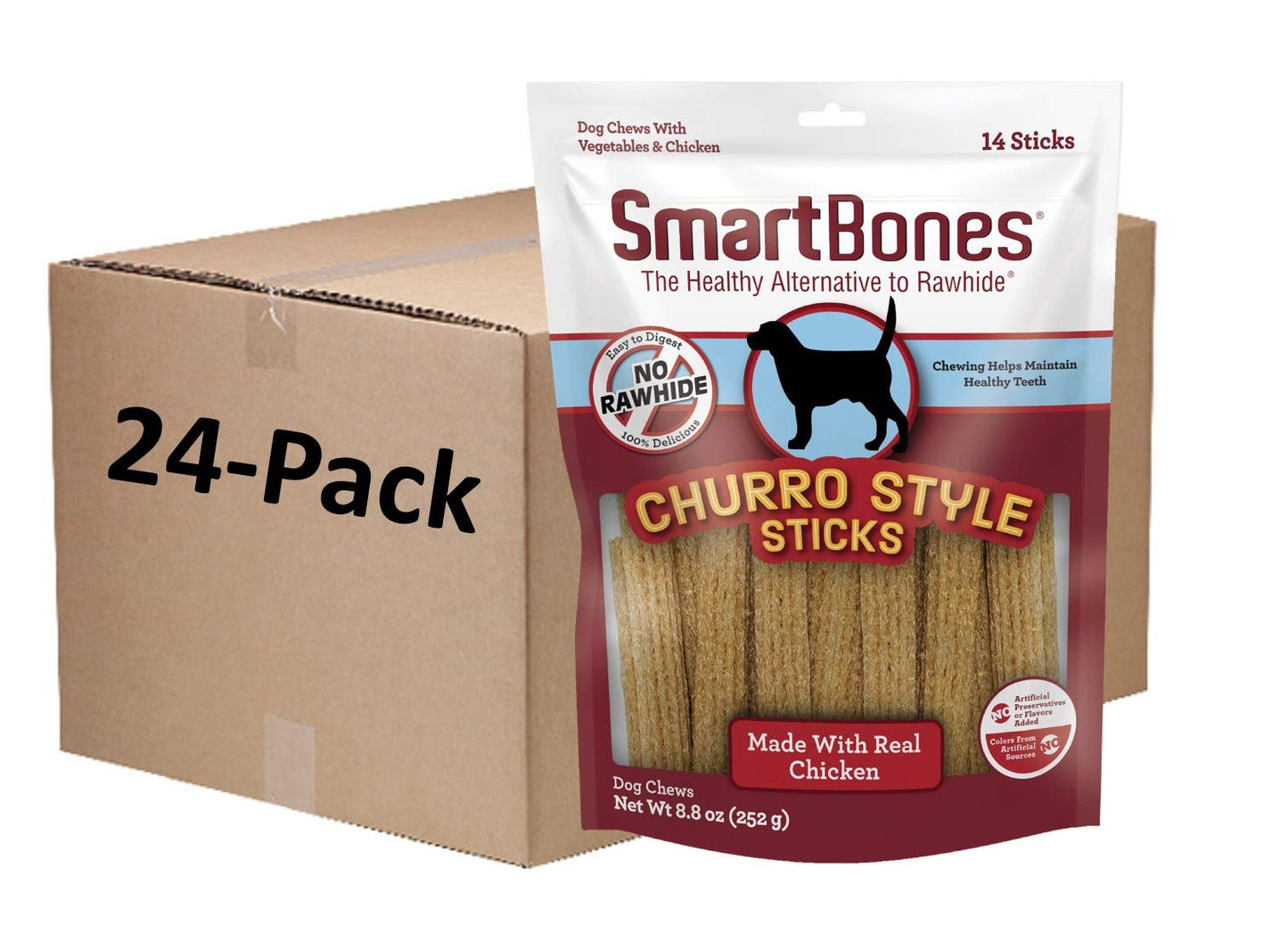 SmartBones No Artificial Colors or Preservatives Churro-Style Chews, Treat Your Dog with Real Chicken and Vegetables