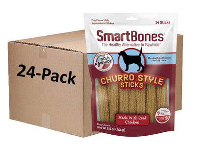 SmartBones Churro-Style Sticks 14 Count, Made with Real Chicken, Rawhide-Free Chews for Dogs