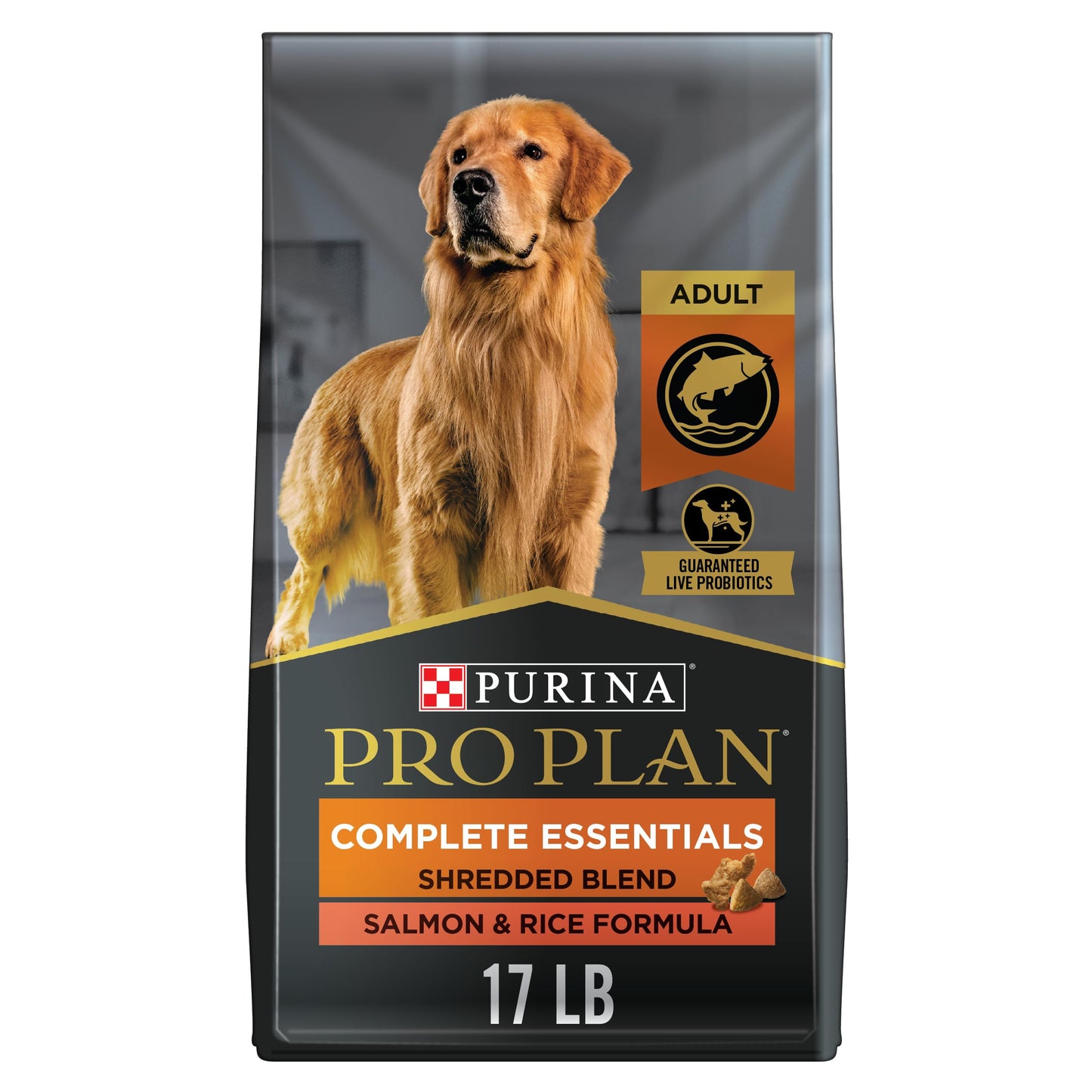 Purina Pro Plan High Protein Dog Food With Probiotics for Dogs, Shredded Blend Salmon & Rice Formula - 17 lb. Bag