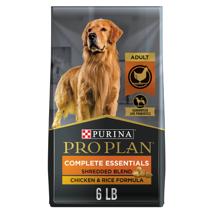 Purina Pro Plan High Protein Dog Food With Probiotics for Dogs, Shredded Blend Chicken & Rice Formula - 18 lb. Bag