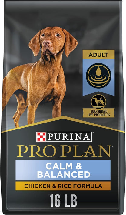 Purina Pro Plan Calm & Balanced Dry Dog Food, Adult Dog Calming DHA Chicken & Rice Formula - 16 lb. Bag