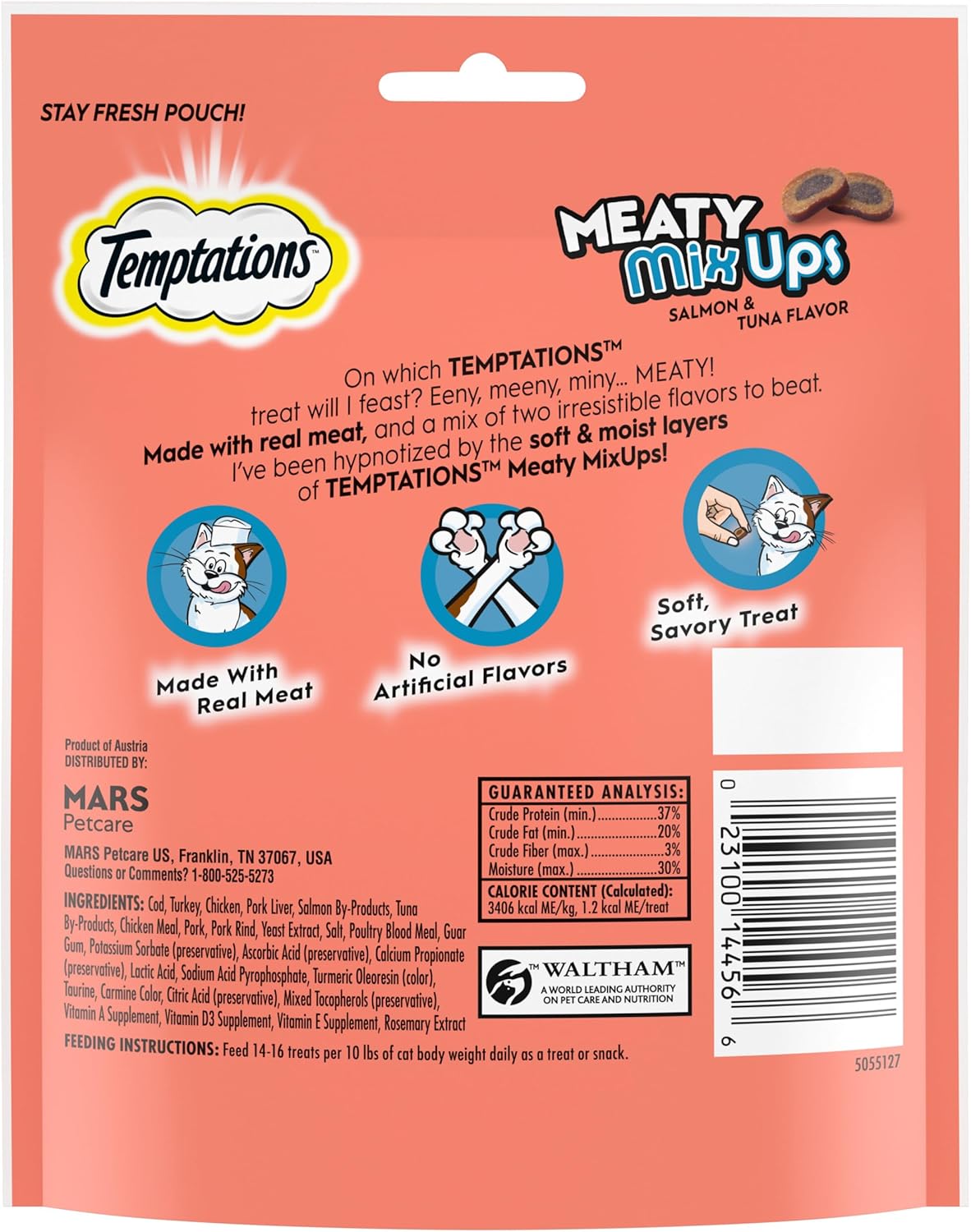 Temptations Meaty MixUps Cat Treats Salmon & Tuna Flavor, 4.12 oz. Pouch