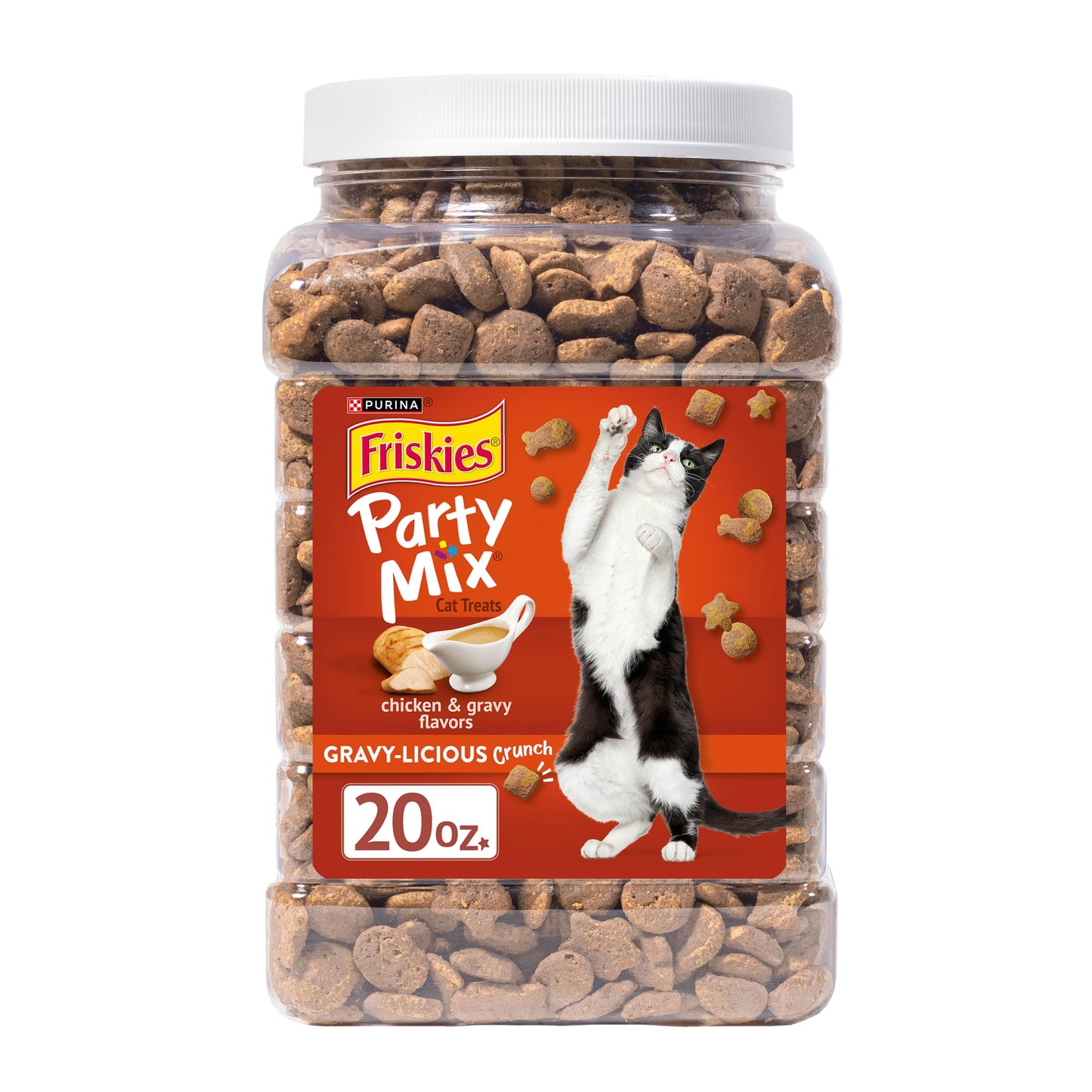 Purina Friskies Cat Treats, Party Mix Gravy-licious Crunch Turkey and Gravy Flavors - (Pack of 10) 2.1 oz. Pouches