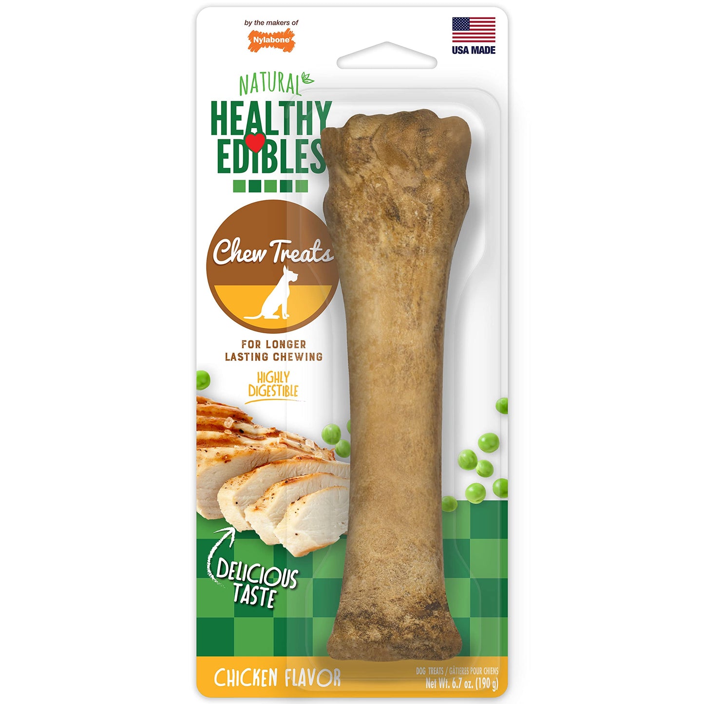 Nylabone Healthy Edibles Natural Dog Chews Long Lasting Roast Beef & Chicken Flavor Treats for Dogs, X-Large/Souper (4 Count)