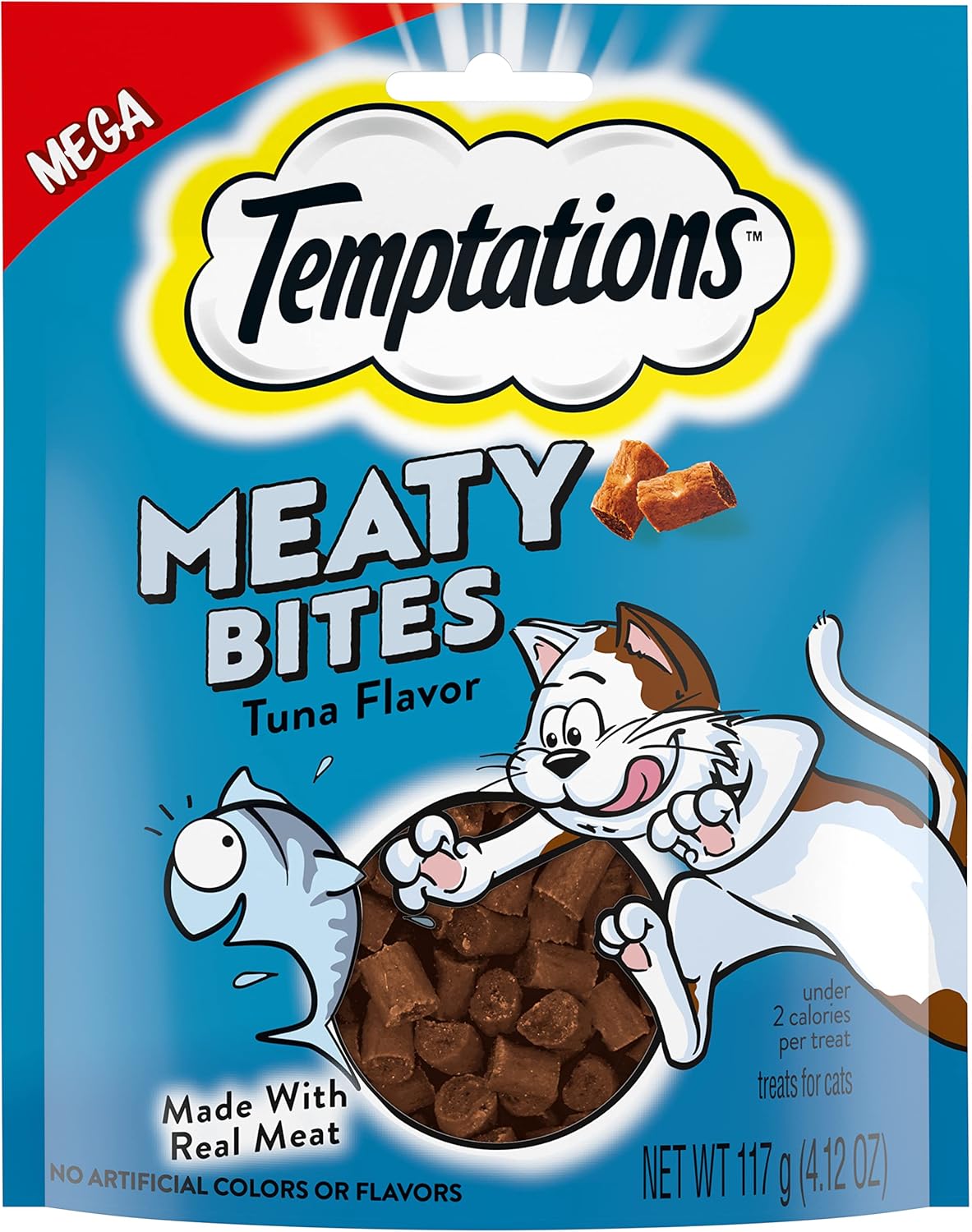 Temptations Meaty Bites Soft and Savory Cat Treats Tuna Flavor, 4.12 oz. Pouch