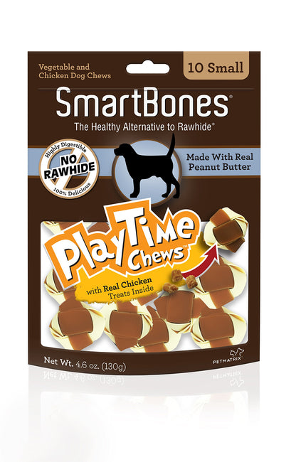 SmartBones PlayTime Chews, Rawhide Free Dog Chews, Treats for Dogs Made With Real Chicken, 10 Count Small