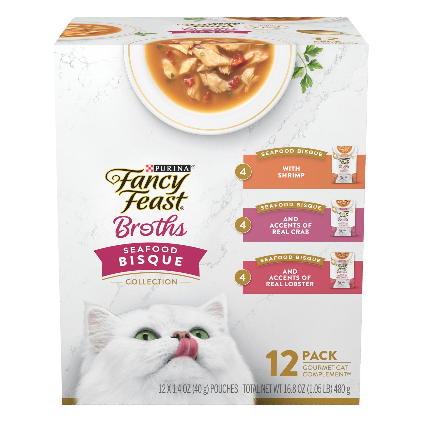 Purina Fancy Feast Lickable Wet Cat Food Broth Topper, Classic With Chicken and Vegetables - (Pack of 16) 1.4 oz. Pouches