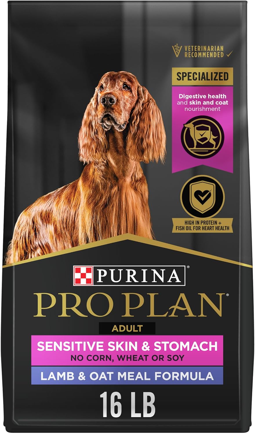 Purina Pro Plan Sensitive Skin and Sensitive Stomach Dog Food Lamb and Oat Meal Formula - 16 lb. Bag