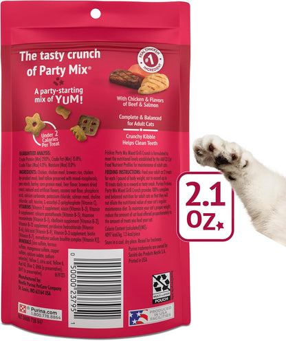 Purina Friskies Cat Treats, Party Mix Mixed Grill Crunch - (Pack of 10) 2.1 oz. Pouches