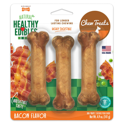 Nylabone Healthy Edibles Natural Dog Chews Long Lasting Roast Beef & Chicken Flavor Treats for Dogs, Small/Regular (12 Count)