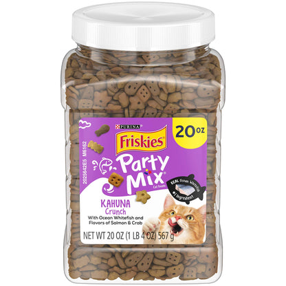 Purina Friskies Made in USA Facilities, Natural Cat Treats, Party Mix Natural Yums Catnip Flavor - 30 oz. Canister