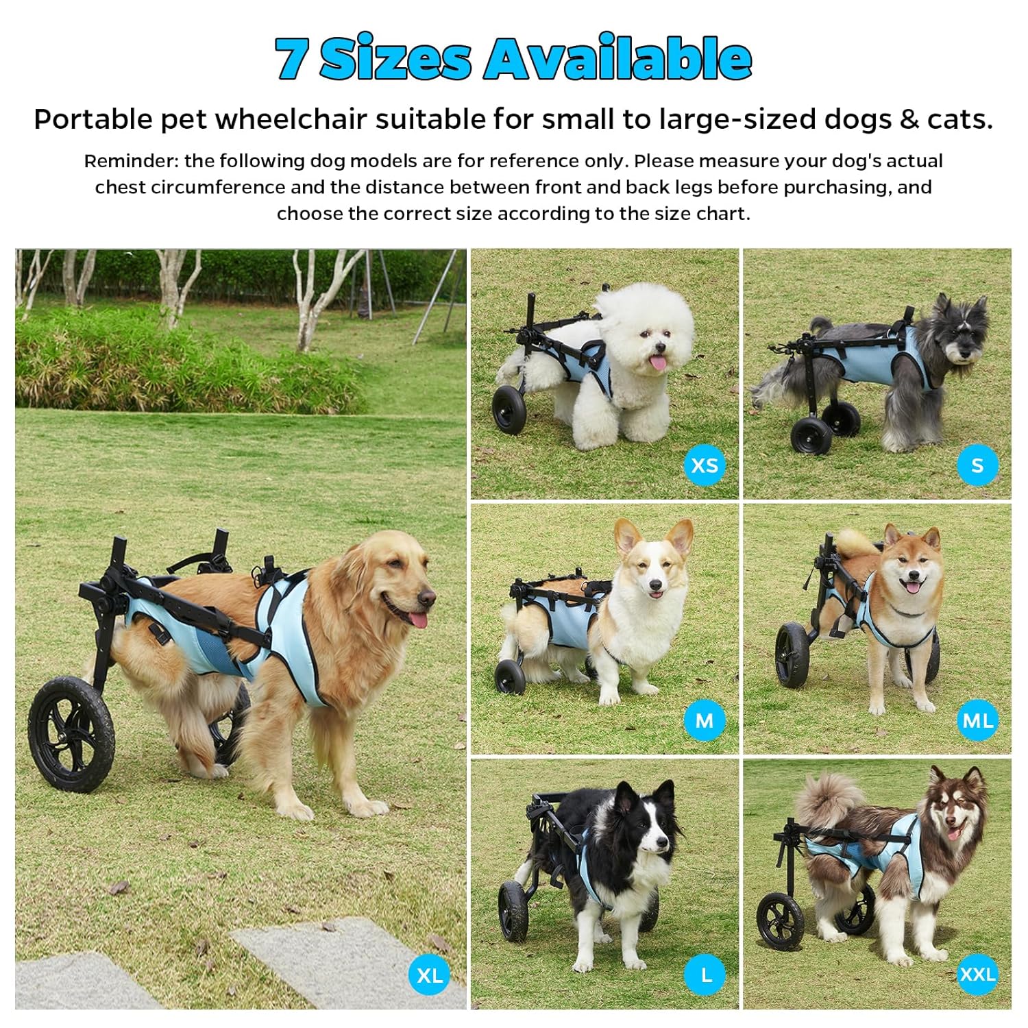 Dog Wheelchair for Back Legs, Dog Wheelchair Cart, Doggy/cat Wheelchair with Disabled Hind Legs Walking, Mobility Aids for Large Pets Hind Limbs, Dog Carts with Wheels, Light Weight, XL