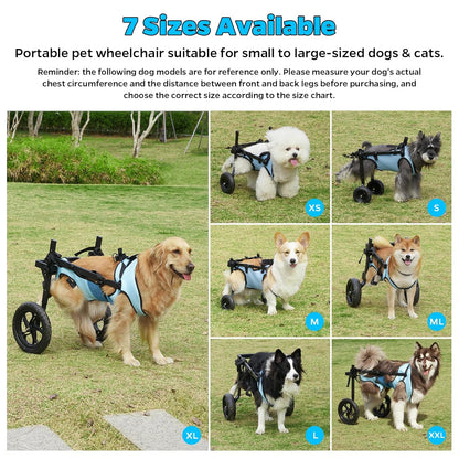 Dog Wheelchair for Back Legs, Dog Wheelchair Cart, Doggy/cat Wheelchair with Disabled Hind Legs Walking, Mobility Aids for Large Pets Hind Limbs, Dog Carts with Wheels, Light Weight, XL