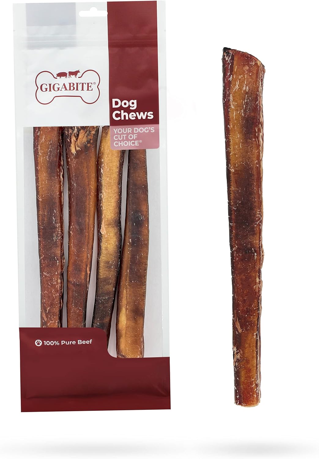 Best Pet Supplies GigaBite 12 Inch Monstrous Bully Sticks (4 Pack) - All Natural, Free Range Beef Pizzle Dog Treat