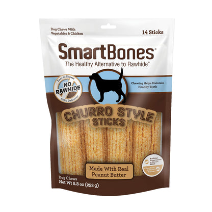 SmartBones Churro-Style Sticks 14 Count, Made with Real Chicken, Rawhide-Free Chews for Dogs