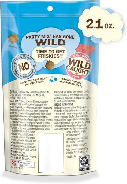 Purina Friskies Natural Cat Treats, Party Mix Natural Yums With Wild Tuna - (Pack of 10) 2.1 oz. Pouches