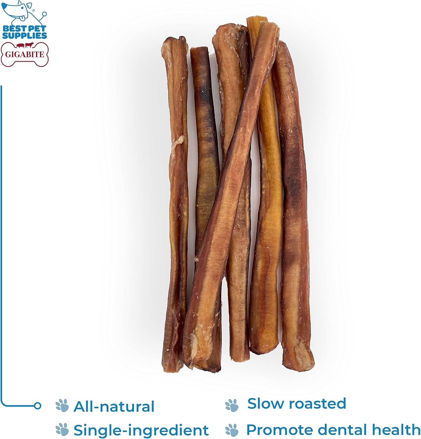 Best Pet Supplies GigaBite 12 Inch Premium Bully Sticks (6 Pack) - All Natural, Free Range Beef Pizzle Dog Treat