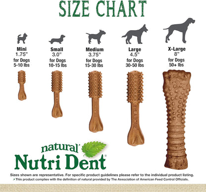 Nylabone Nutri Dent Dog Dental Chews, Natural Teeth Cleaning Dental Treats & Breath Freshener for Dogs, Filet Mignon Flavor, Medium (40 Count)