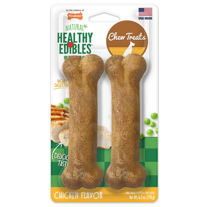 Nylabone Healthy Edibles Natural Dog Chews Long Lasting Bacon Flavor Treats for Dogs, Medium/Wolf (12 Count)