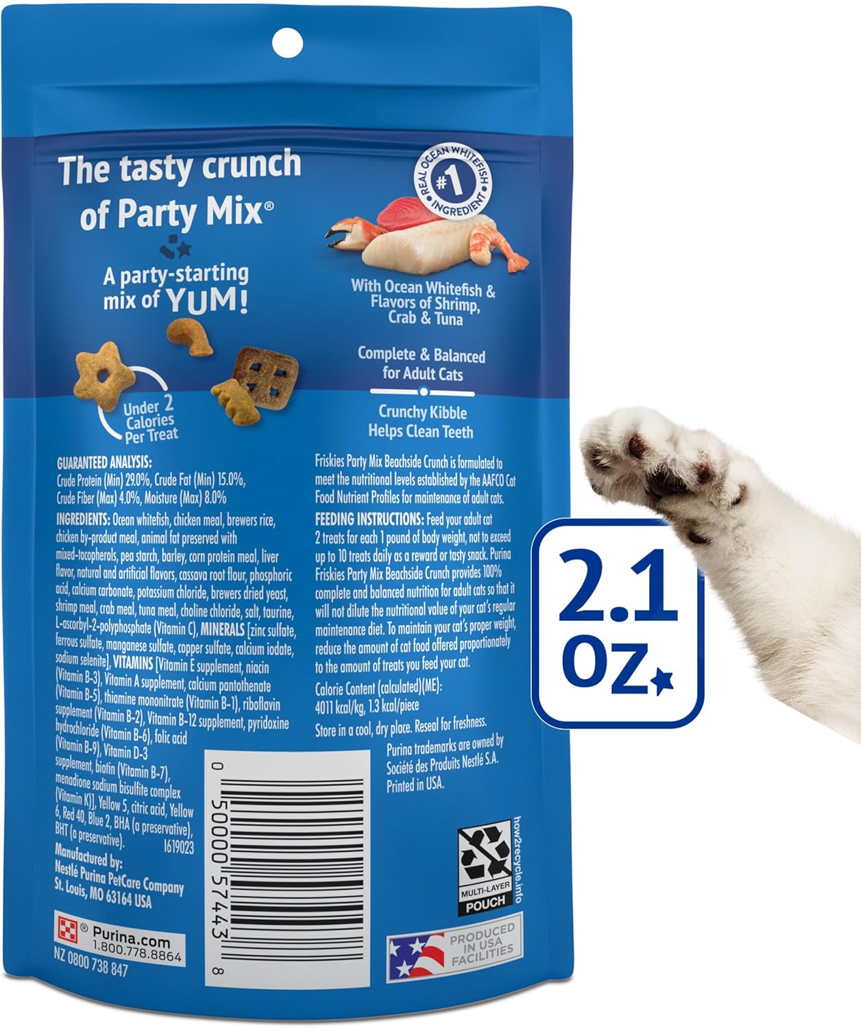 Purina Friskies Cat Treats, Party Mix Beachside Crunch - (Pack of 10) 2.1 oz. Pouches