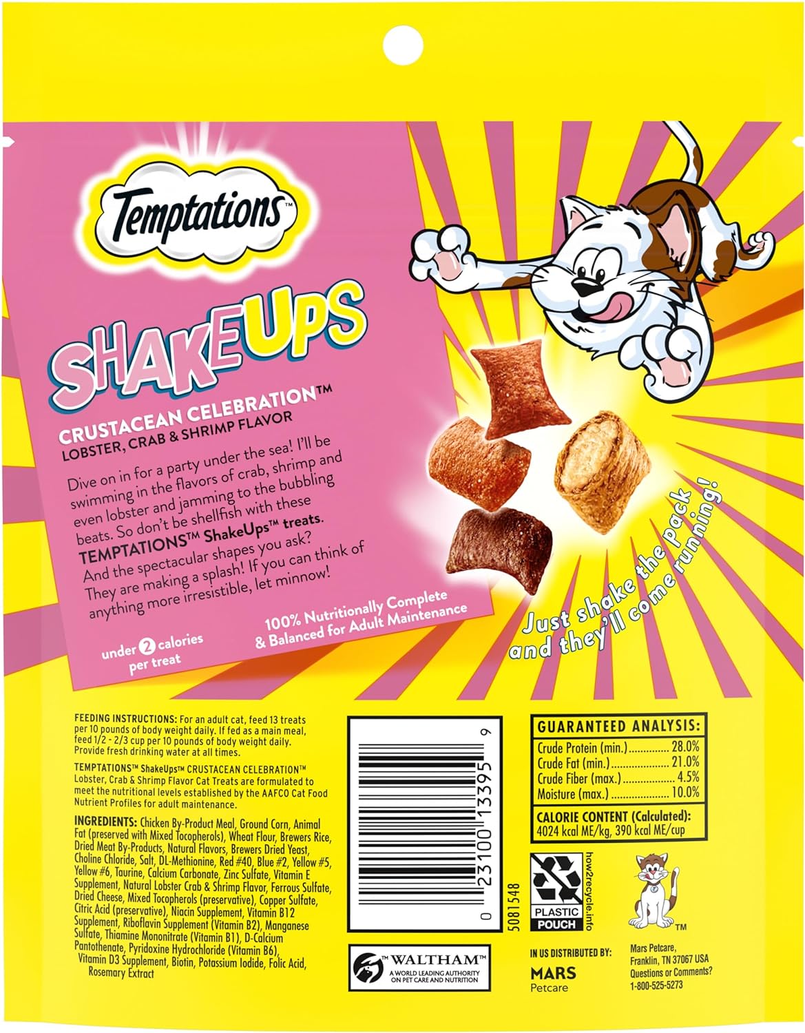 Temptations ShakeUps Crunchy and Soft Cat Treats Crustacean Celebration Flavor, 5.29 oz. Pouch