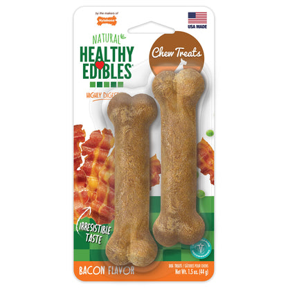 Nylabone Healthy Edibles Natural Dog Chews Long Lasting Chew Treats for Dogs, Roast Beef & Chicken Flavor, X-Small/Petite (48 Count)