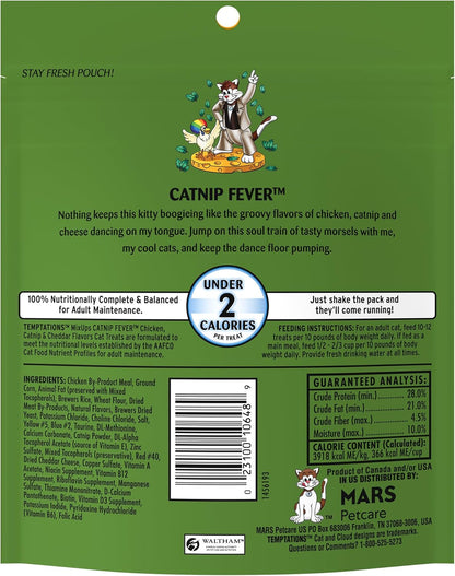 Temptations MixUps Catnip Fever Flavor Crunchy and Soft Cat Treats, 6.3 oz. Pouch (Pack of 10)