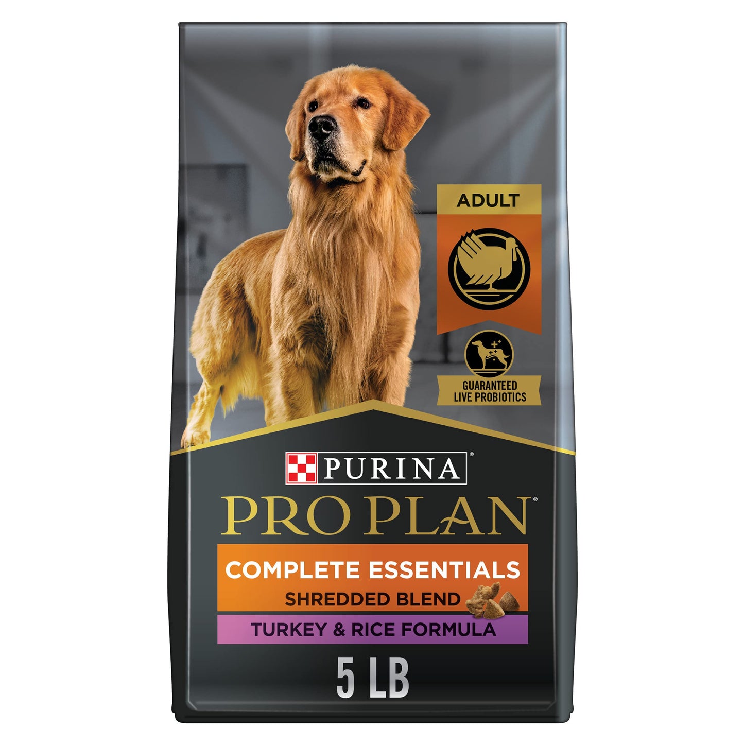 Purina Pro Plan High Protein Dog Food with Probiotics for Dogs, Shredded Blend Turkey & Rice Formula - 17 lb. Bag