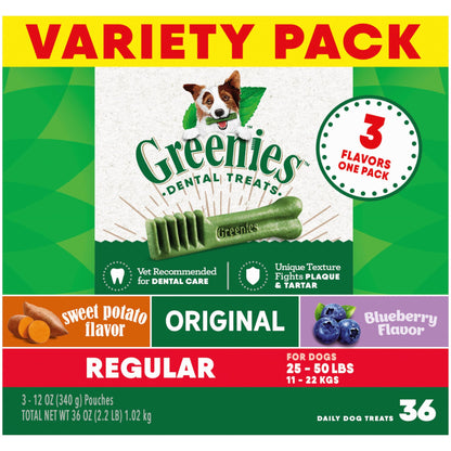 Greenies Teenie Natural Dental Care Dog Treats Blueberry Flavor, 12 oz. Pouch (43 Treats)