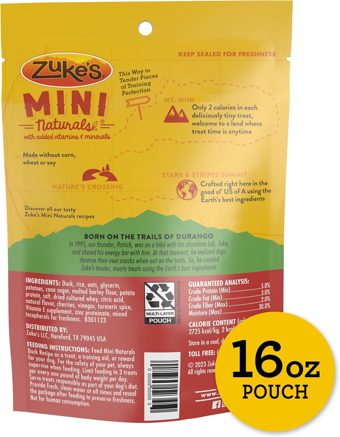 Zuke’s Mini Naturals Dog Training Treats for Dogs, Pet Treats Made with Real Duck, 16 oz. Resealable Pouch - 16 oz. Bag