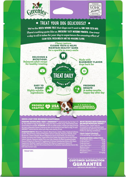Greenies Teenie Natural Dental Care Dog Treats Blueberry Flavor, 12 oz. Pouch (43 Treats)
