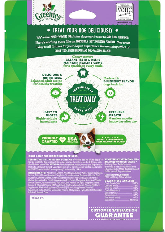 Greenies Teenie Natural Dental Care Dog Treats Blueberry Flavor, 12 oz. Pouch (43 Treats)