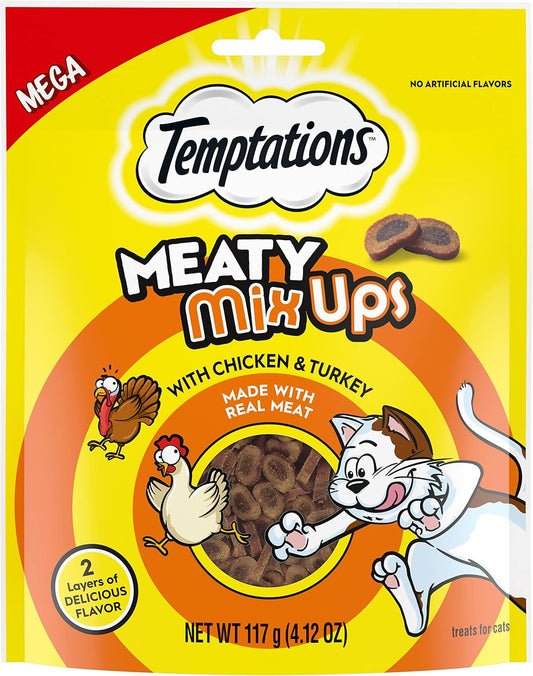 Temptations Meaty MixUps Cat Treats with Chicken & Turkey, 4.12 oz. Pouch