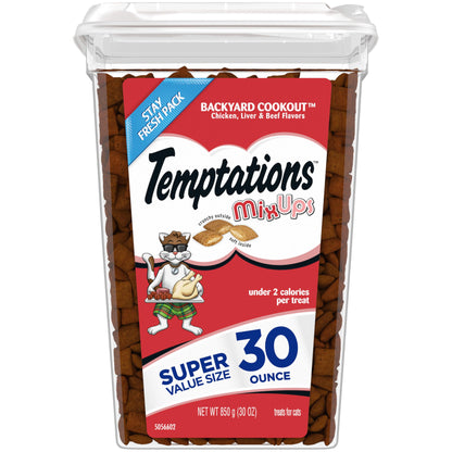 Temptations MixUps Backyard Cookout Flavor Crunchy and Soft Cat Treats, 16 oz. Tub