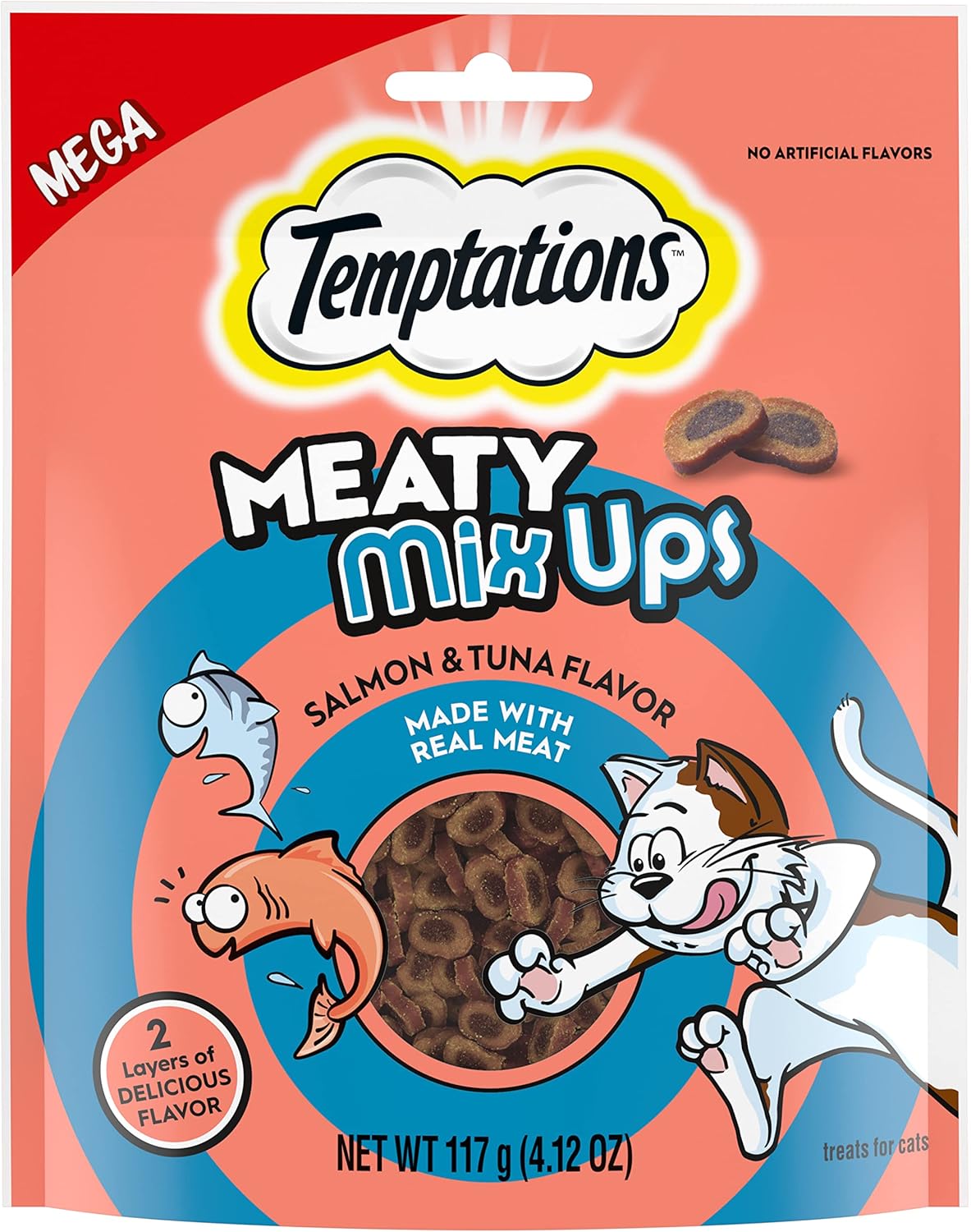 Temptations Meaty MixUps Cat Treats Salmon & Tuna Flavor, 4.12 oz. Pouch