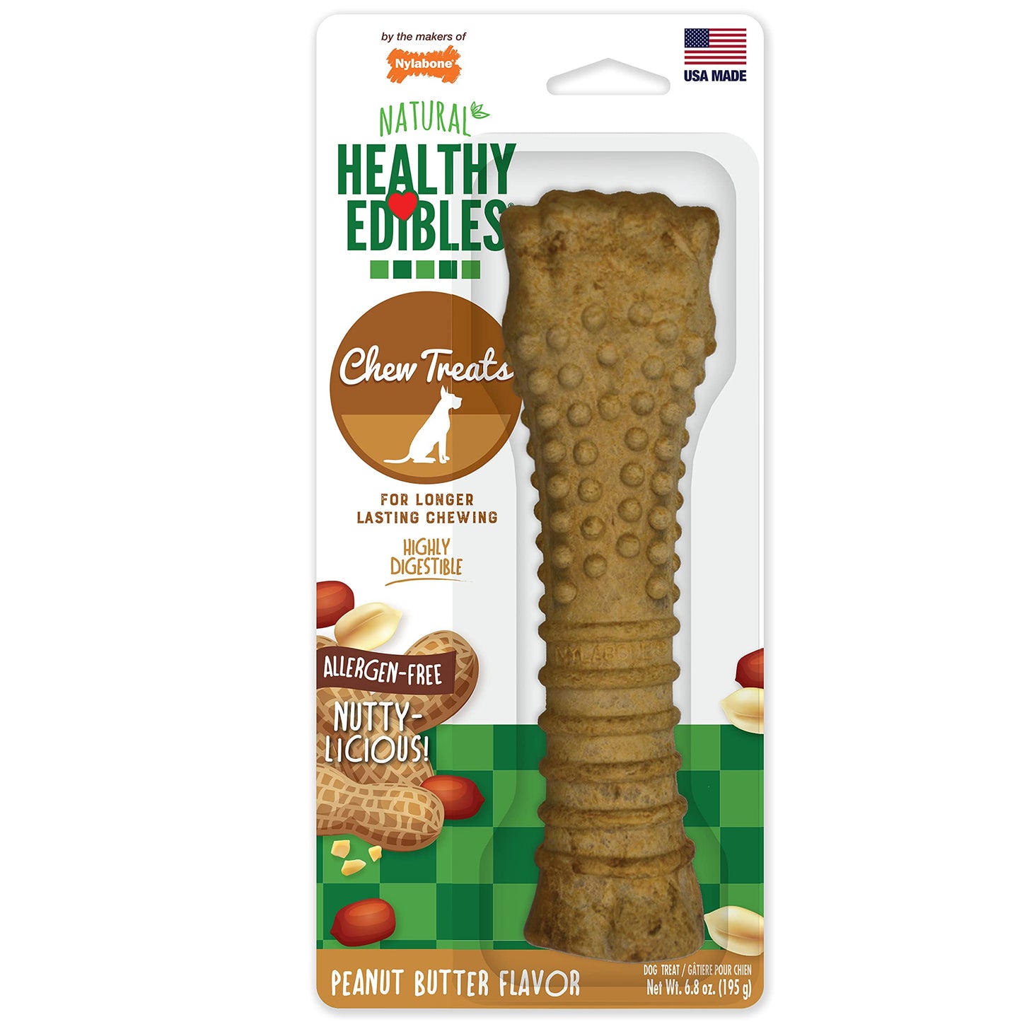 Nylabone Healthy Edibles Natural Dog Chews Long Lasting Bacon Flavor Treats for Dogs, X-Large/Souper (2 Count)