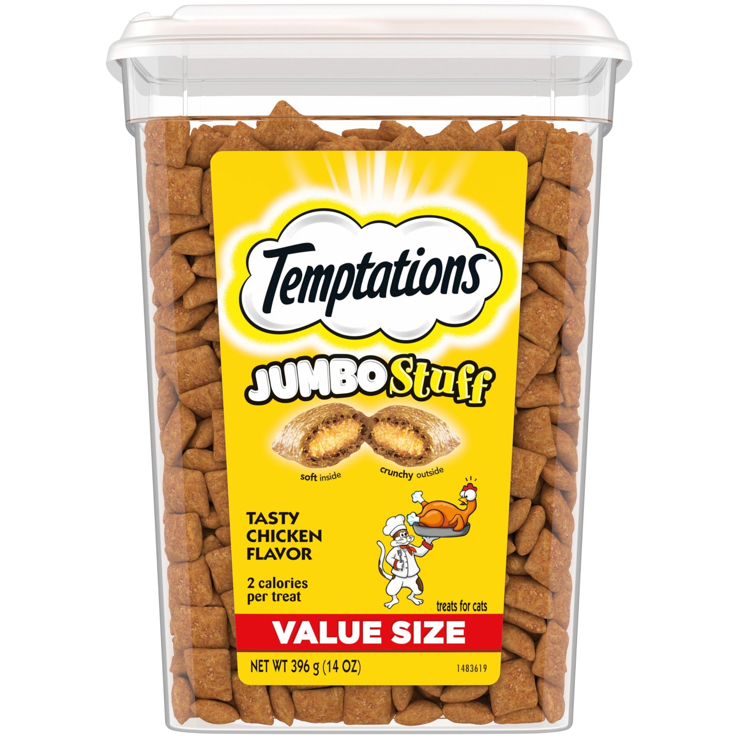 Temptations Jumbo Stuff Crunchy and Soft Cat Treats Tasty Chicken Flavor, 2.5 oz. Pouch, Pack of 12