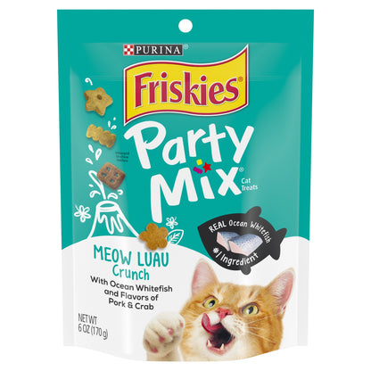 Purina Friskies Cat Treats, Party Mix Seafood Lovers Crunch - (Pack of 6) 6 oz. Pouches