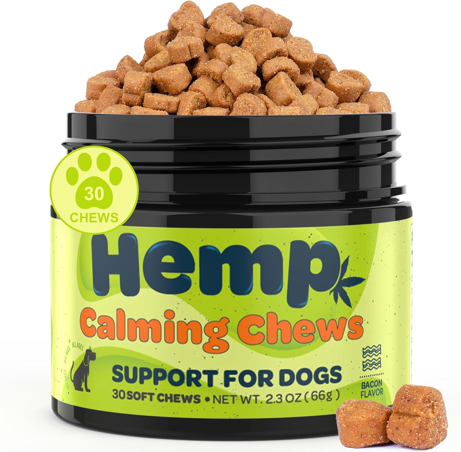 Zingly Hemp Calming Chews for Dogs Calming Treats Chews - Anxiety Relief Treats, Separation Anxiety Relief for Dogs Calming Treats Pet Calming Care Chews for Anti Anxiety Dogs, Bacon, 30 Counts