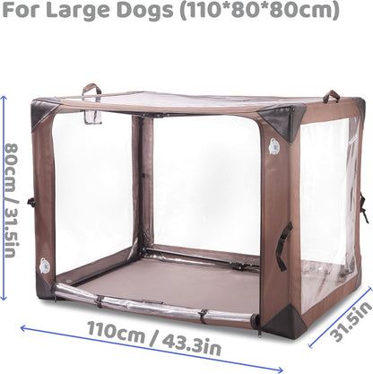 Pet Oxygen Cage for Large Dogs to Obtain Oxygen/Nebulizing Care, Tube Kit and Mat Included (L- 43.3x31.5x31.5)