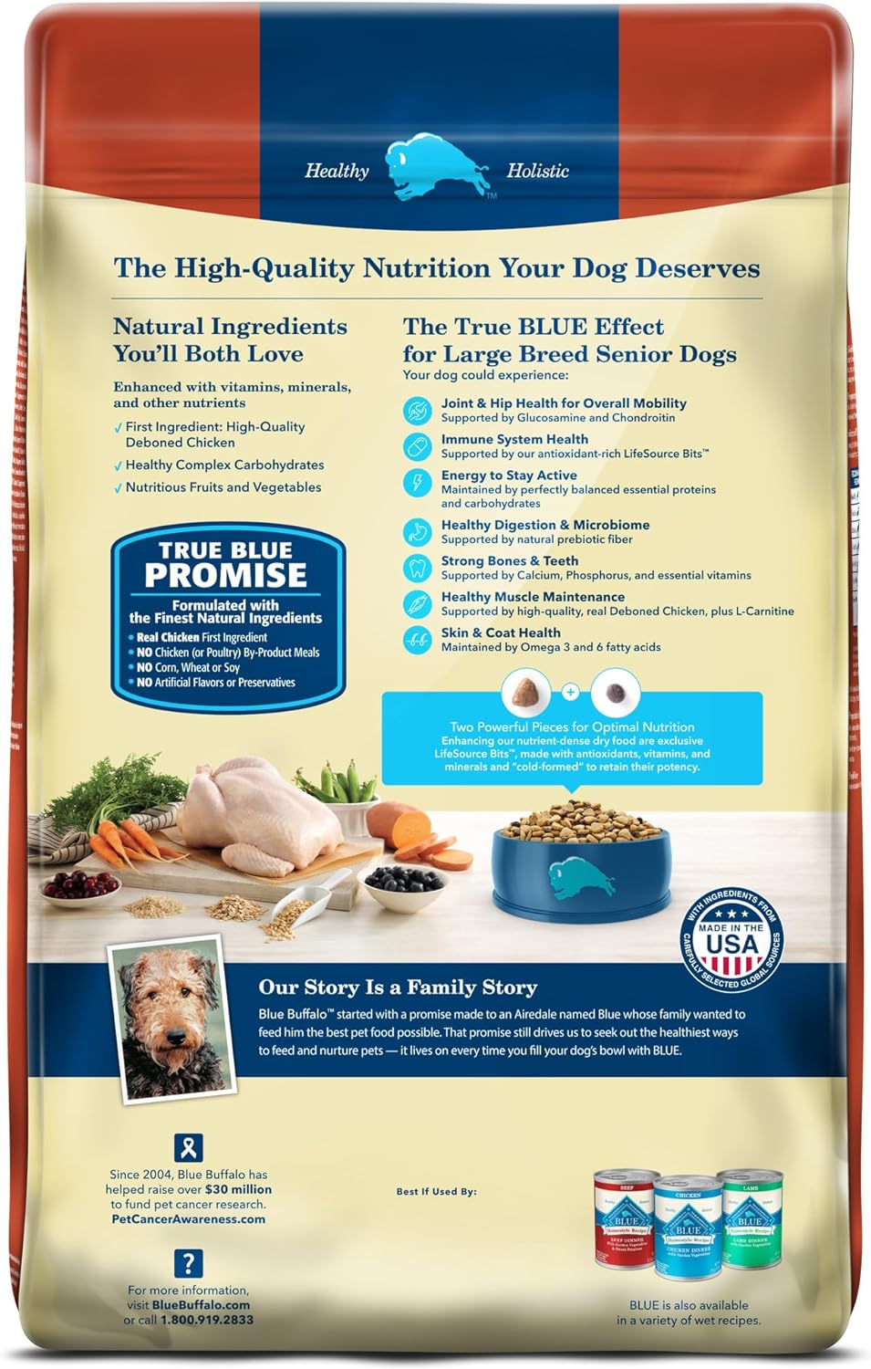 Blue Buffalo Life Protection Formula Large Breed Senior Dry Dog Food, Promotes Joint Health and Immunity, Made with Natural Ingredients, Chicken & Brown Rice Recipe, 30-lb. Bag