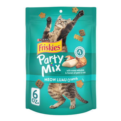 Purina Friskies Cat Treats, Party Mix Seafood Lovers Crunch - (Pack of 6) 6 oz. Pouches