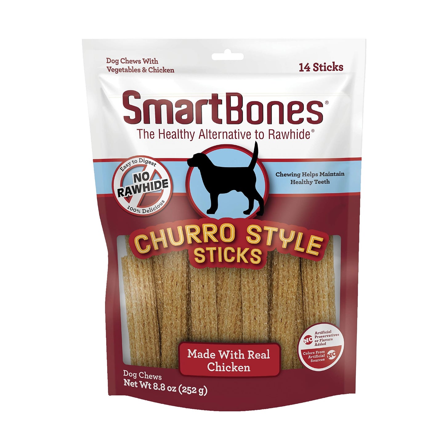 SmartBones No Artificial Colors or Preservatives Churro-Style Chews, Treat Your Dog with Real Chicken and Vegetables