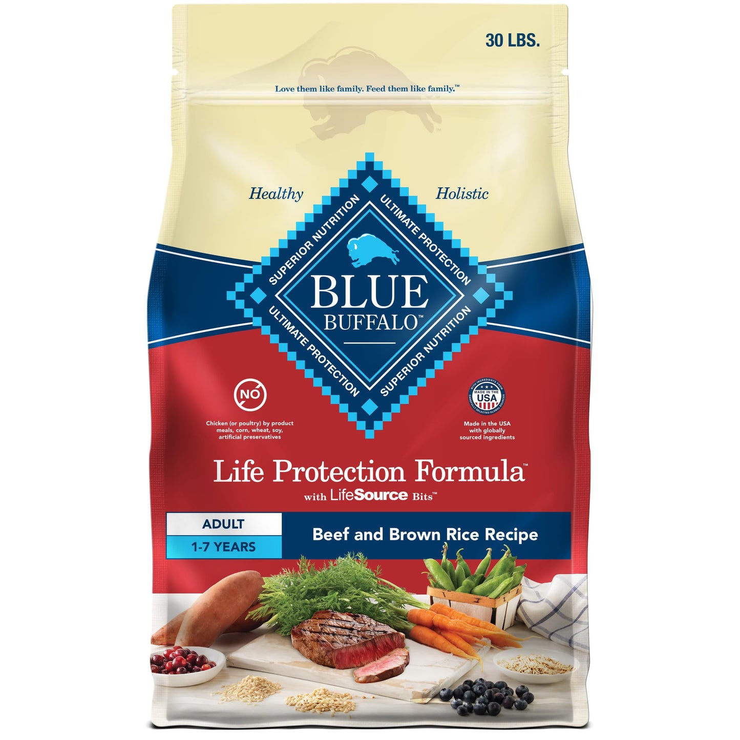 Blue Buffalo Life Protection Formula Healthy Weight Adult Dry Dog Food, Supports an Ideal Weight, Made with Natural Ingredients, Chicken & Brown Rice Recipe, 30-lb Bag