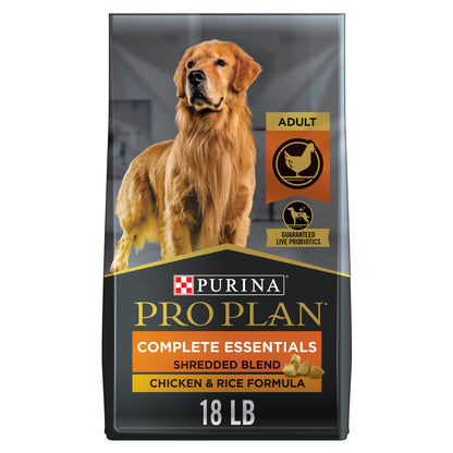 Purina Pro Plan High Protein Dog Food With Probiotics for Dogs, Shredded Blend Beef & Rice Formula - 18 lb. Bag