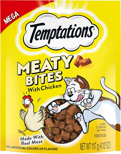 Temptations Meaty Bites Soft and Savory Cat Treats with Chicken, 4.12 oz. Pouch