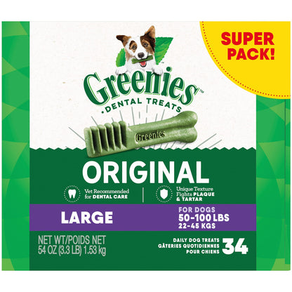 Greenies Original Large Natural Dental Care Dog Treats, 12 oz. Pouch (8 Treats)